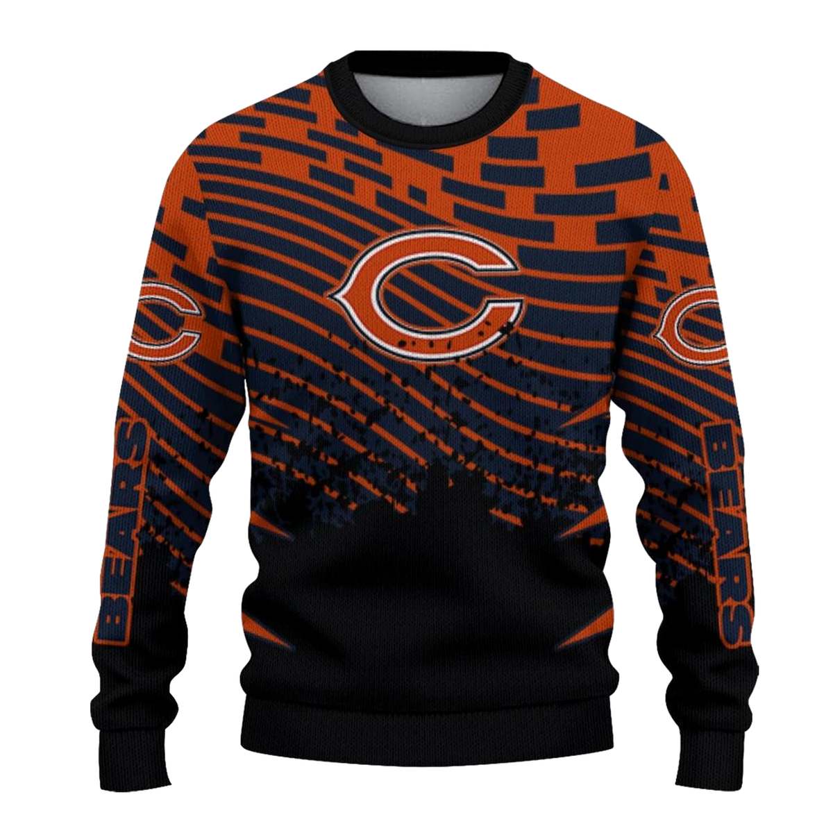 Personalized-Chicago-Bears-Logo-And-Pixel-Flow-Blue-Black-AOP-Sweatshirt-2
