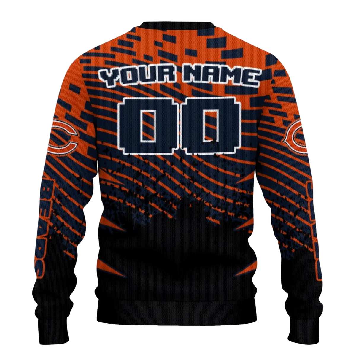 Personalized-Chicago-Bears-Logo-And-Pixel-Flow-Blue-Black-AOP-Sweatshirt-3
