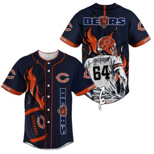 Personalized Chicago Bears Logo And Player Blue Baseball Jersey