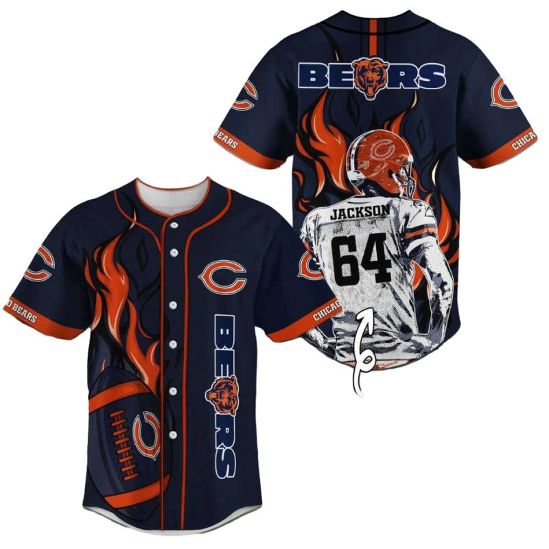 Personalized-Chicago-Bears-Logo-And-Player-Blue-Baseball-Jersey-1 Personalized Chicago Bears Logo And Player Blue Baseball Jersey 1