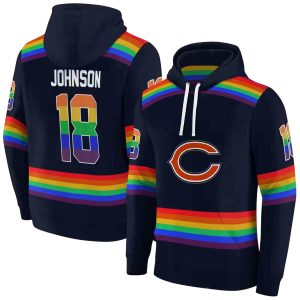 Personalized Chicago Bears Logo And Rainbow Stripes Blue AOP Hoodie