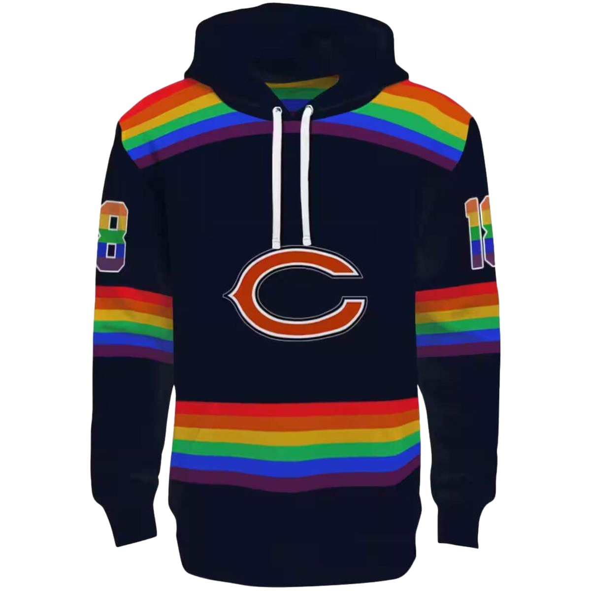 Personalized-Chicago-Bears-Logo-And-Rainbow-Stripes-Blue-AOP-Hoodie-2