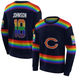 Personalized Chicago Bears Logo And Rainbow Stripes Blue AOP Sweatshirt