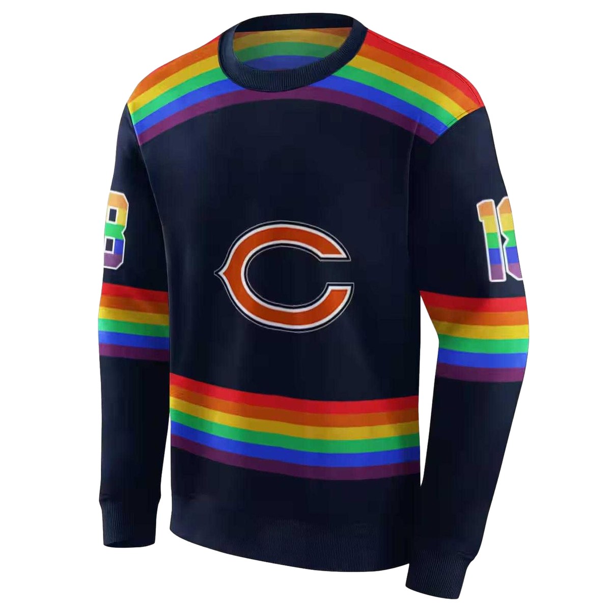 Personalized-Chicago-Bears-Logo-And-Rainbow-Stripes-Blue-AOP-Sweatshirt-2