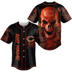 Personalized Chicago Bears Logo And Rose Skull Baseball Jersey