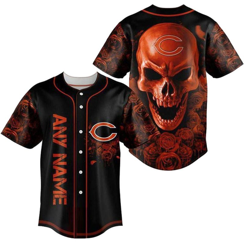 Personalized-Chicago-Bears-Logo-And-Rose-Skull-Baseball-Jersey-1 Personalized Chicago Bears Logo And Rose Skull Baseball Jersey 1