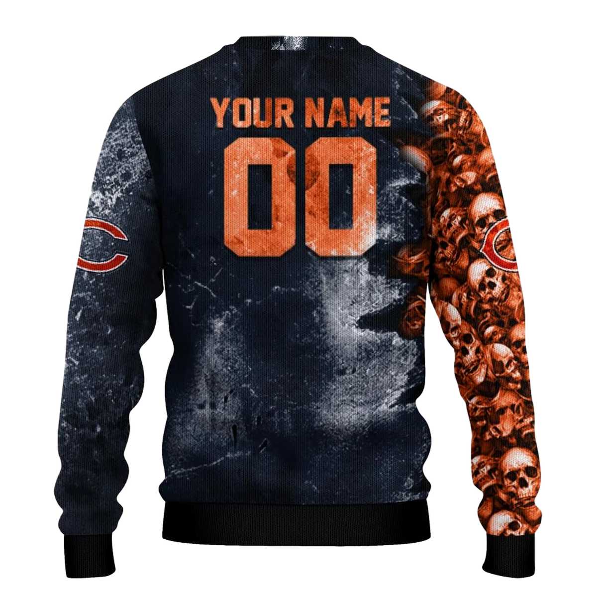 Personalized-Chicago-Bears-Logo-And-Skull-Collage-Blue-AOP-Sweatshirt-3