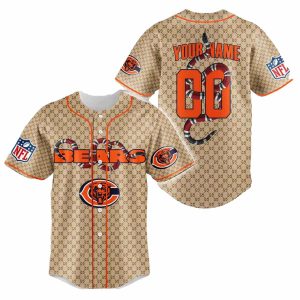 Personalized Chicago Bears Logo And Snake Baseball Jersey