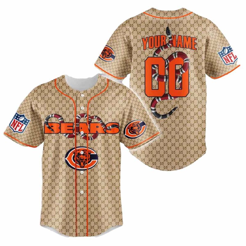 Personalized Chicago Bears Logo And Snake Baseball Jersey 1