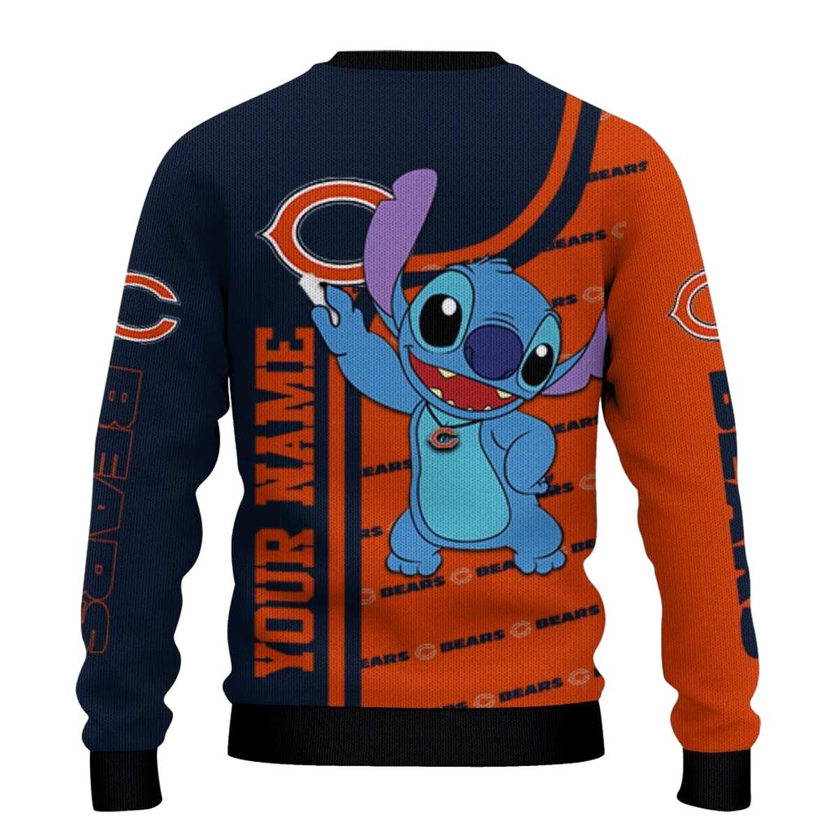 Personalized-Chicago-Bears-Logo-And-Stitch-Blue-AOP-Sweatshirt-3