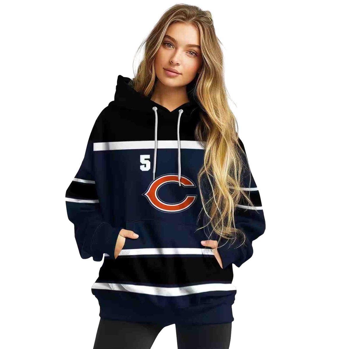Personalized-Chicago-Bears-Logo-And-Striped-Pattern-Blue-AOP-Hoodie-3