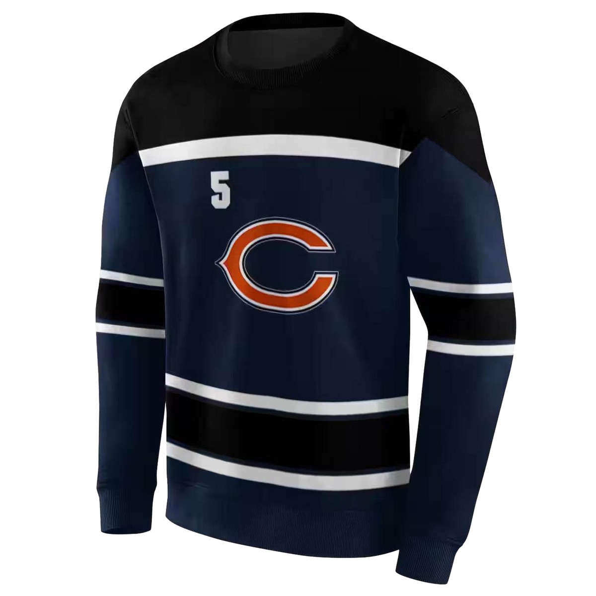 Personalized-Chicago-Bears-Logo-And-Striped-Pattern-Blue-AOP-Sweatshirt-2