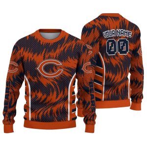 Personalized Chicago Bears Logo And Swirl Flow Blue Orange AOP Sweatshirt