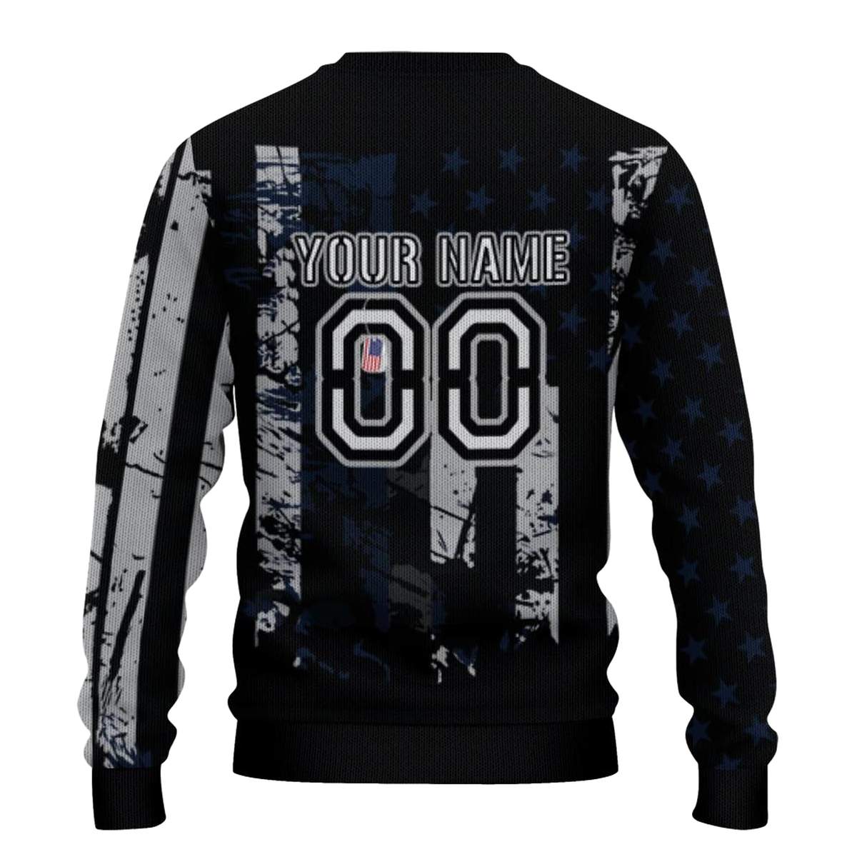 Personalized-Chicago-Bears-Logo-And-Vintage-USA-Flag-Black-AOP-Sweatshirt-3