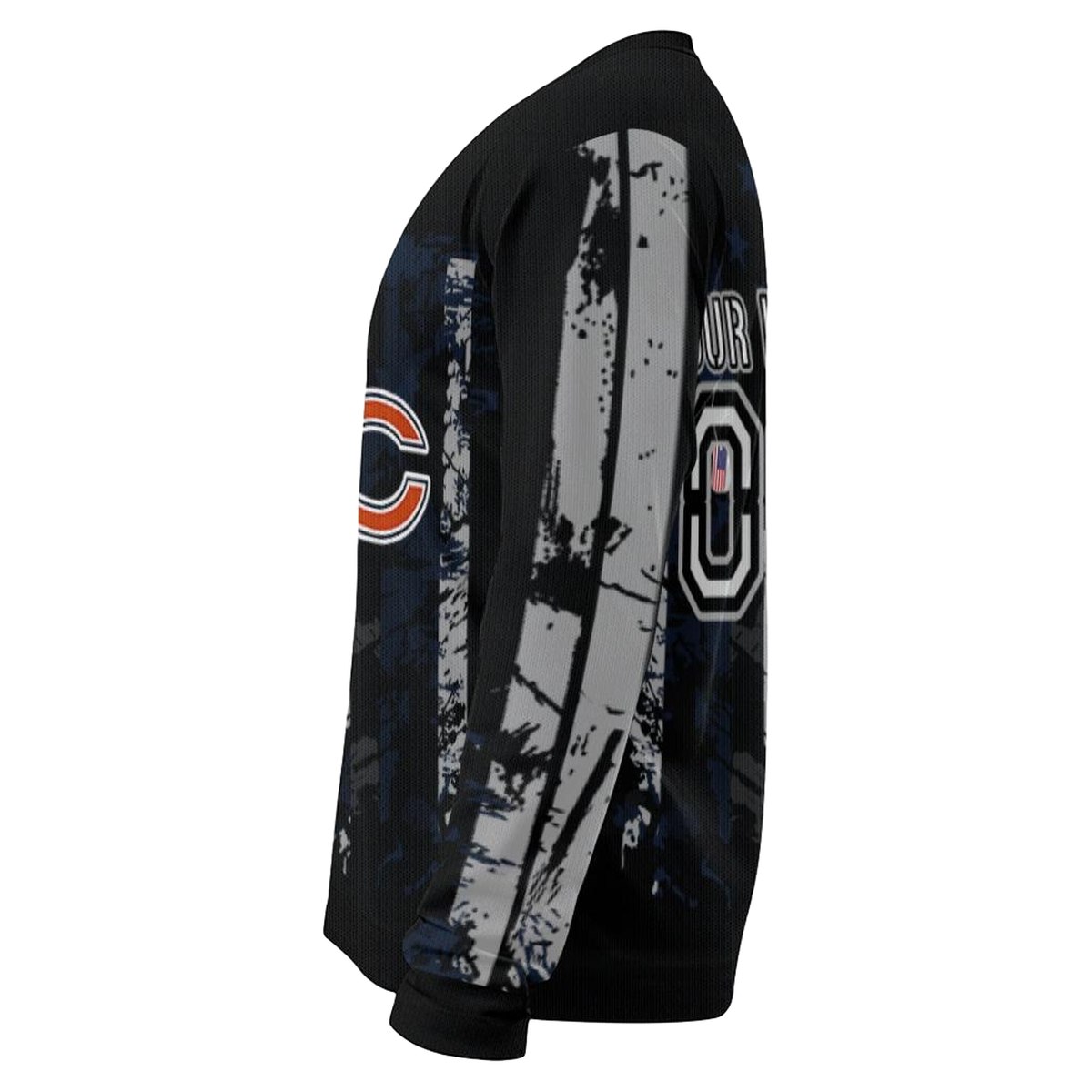Personalized-Chicago-Bears-Logo-And-Vintage-USA-Flag-Black-AOP-Sweatshirt-4