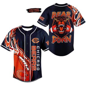 Personalized Chicago Bears Logo Bears Down Baseball Jersey