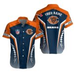 Personalized Chicago Bears Logo Blue And Orange Halftone Pattern Hawaiian Shirt