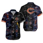 Personalized Chicago Bears Logo Dark Floral Hawaiian Shirt