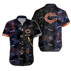 Personalized Chicago Bears Logo Dark Floral Hawaiian Shirt