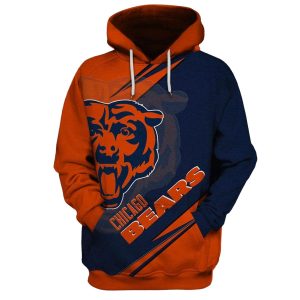 Personalized Chicago Bears Logo In My Heart Blue And Orange AOP Hoodie