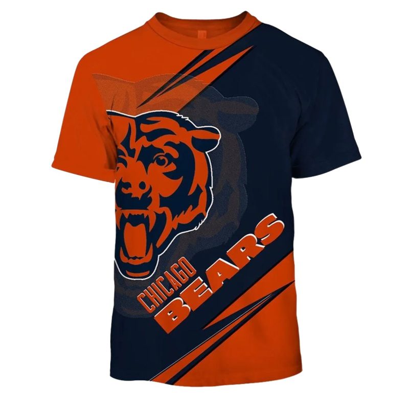 Personalized Chicago Bears Logo In My Heart Blue And Orange Aop T Shirt 1