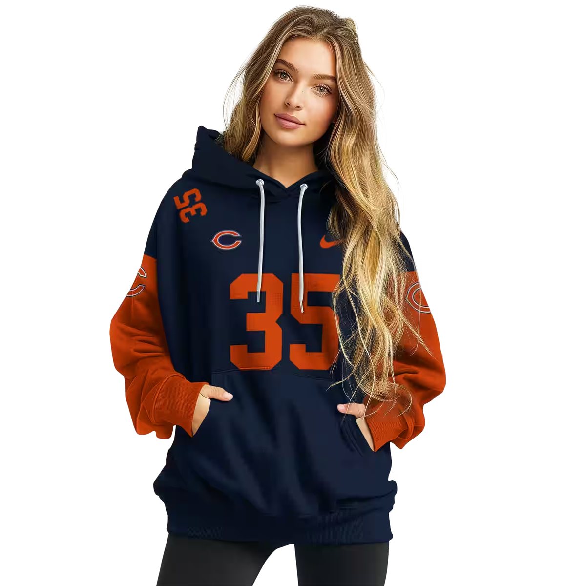 Personalized-Chicago-Bears-Logo-In-My-Heart-Minimal-Design-Blue-Orange-AOP-Hoodie-3