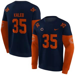 Personalized Chicago Bears Logo In My Heart Minimal Design Blue Orange AOP Sweatshirt