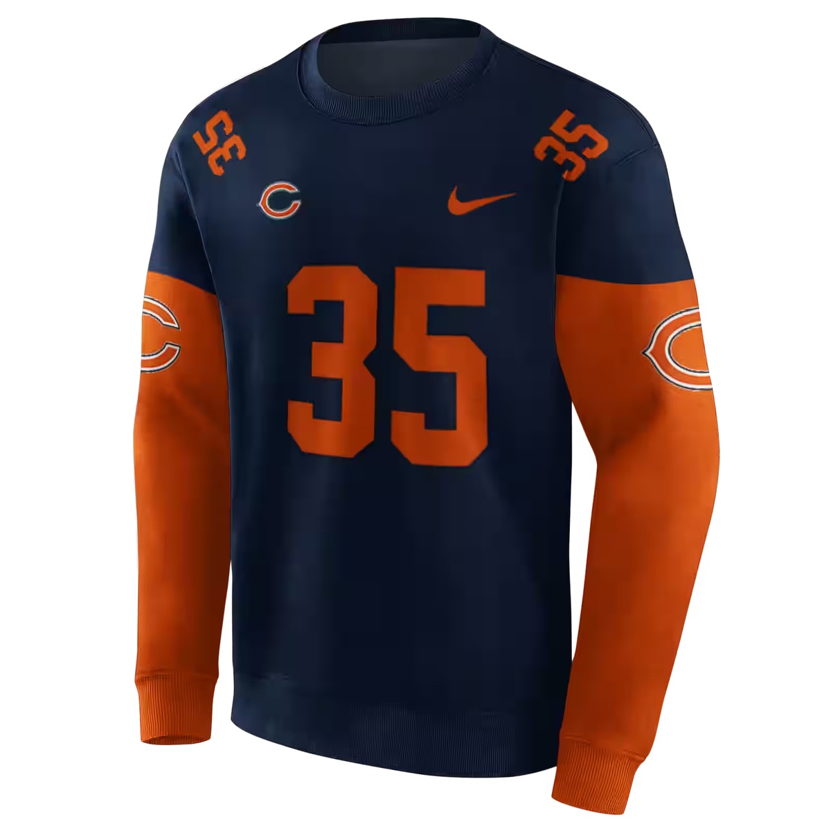 Personalized-Chicago-Bears-Logo-In-My-Heart-Minimal-Design-Blue-Orange-AOP-Sweatshirt-2