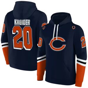 Personalized Chicago Bears Logo In My Heart Striped Blue Pattern AOP Hoodie