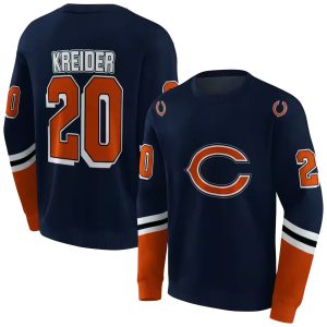 Personalized Chicago Bears Logo In My Heart Striped Blue Pattern AOP Sweatshirt