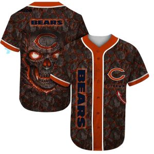 Personalized Chicago Bears Logo Lovely And Lava Skull Baseball Jersey