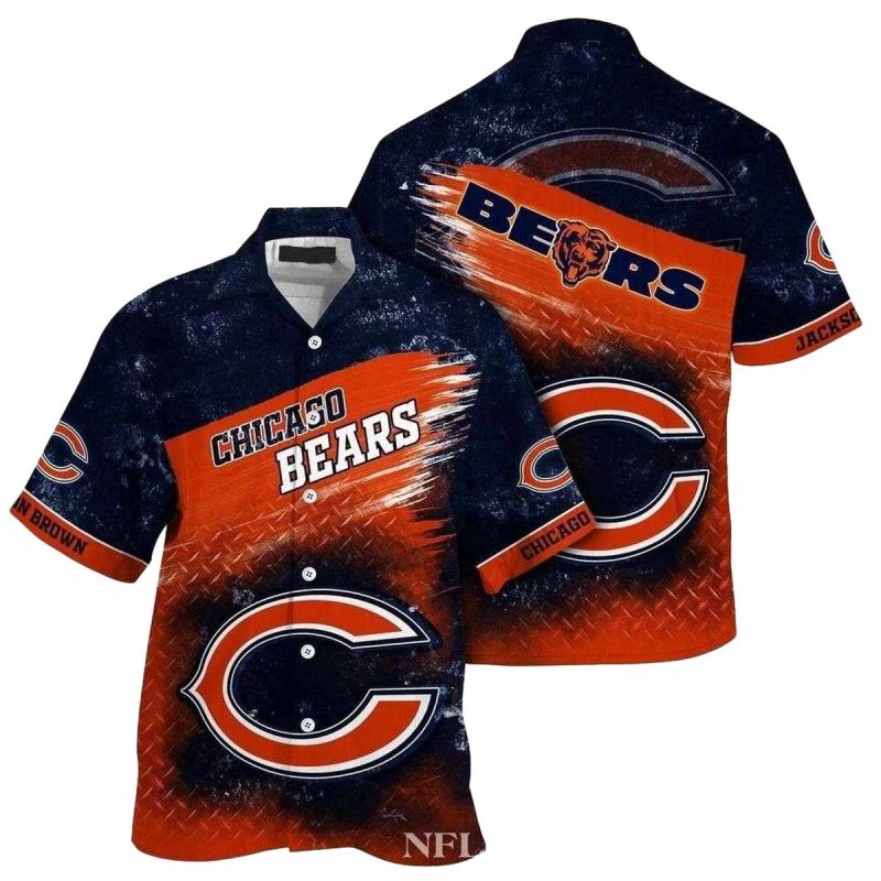 Personalized Chicago Bears Logo Lovely Metal Pattern Hawaiian Shirt 1