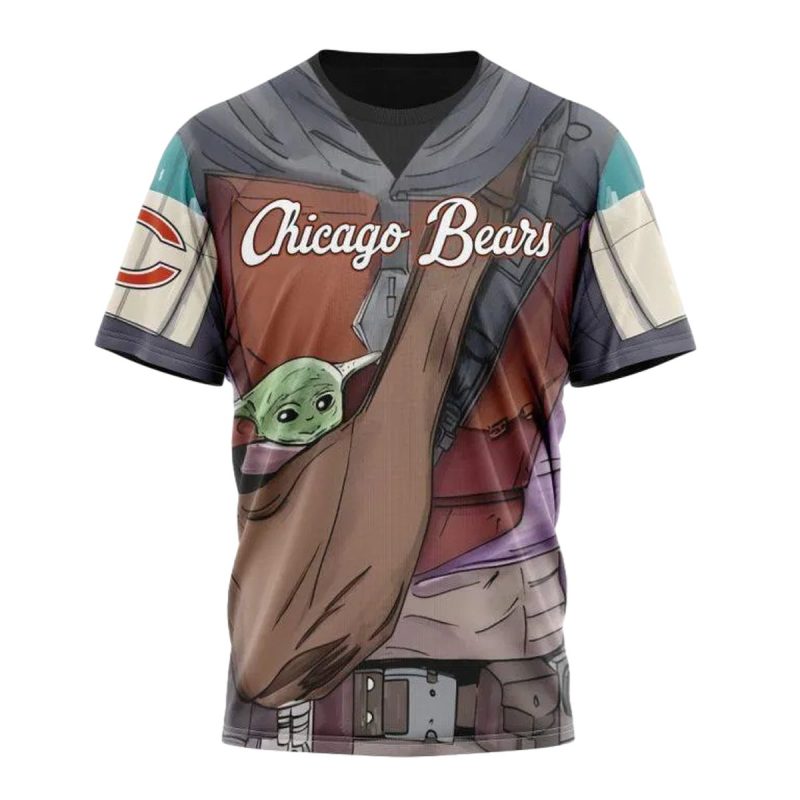 Personalized Chicago Bears Mandalorian And Baby Yoda Aop T Shirt 1