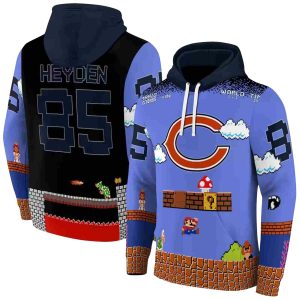 Personalized Chicago Bears Mario Blue Black AOP Hoodie