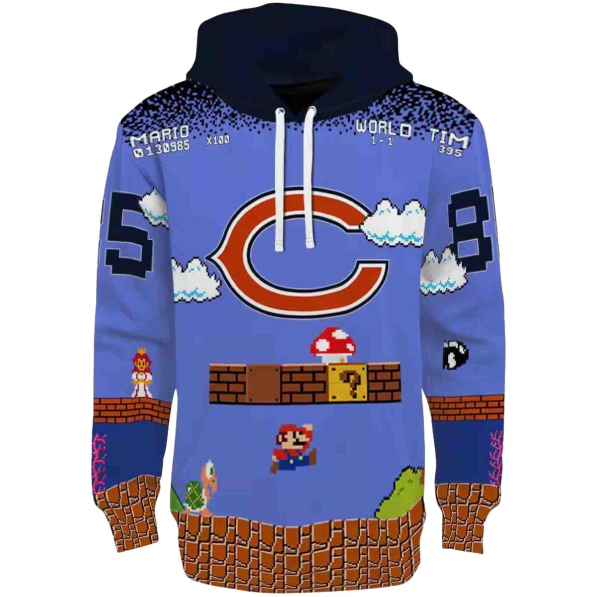 Personalized-Chicago-Bears-Mario-Blue-Black-AOP-Hoodie-2