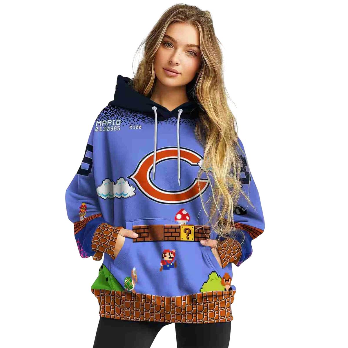 Personalized-Chicago-Bears-Mario-Blue-Black-AOP-Hoodie-3
