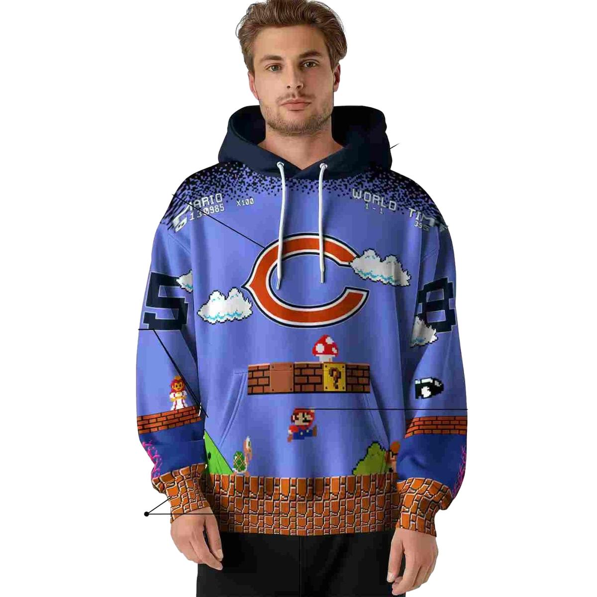 Personalized-Chicago-Bears-Mario-Blue-Black-AOP-Hoodie-4