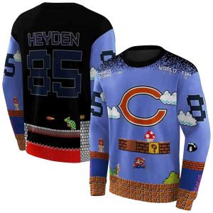 Personalized Chicago Bears Mario Blue Black AOP Sweatshirt