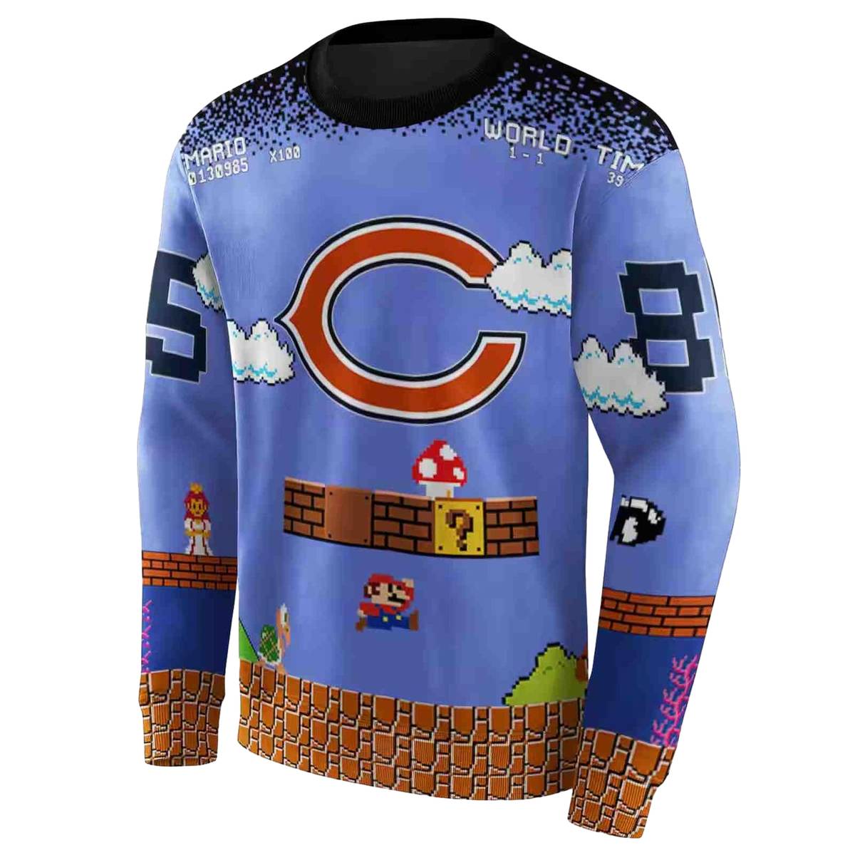 Personalized-Chicago-Bears-Mario-Blue-Black-AOP-Sweatshirt-2