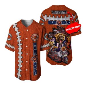 Personalized Chicago Bears Mascot And Ball Baseball Jersey