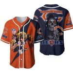 Personalized Chicago Bears Mascot And Death Blue Orange Baseball Jersey