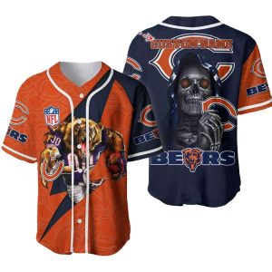 Personalized Chicago Bears Mascot And Death Blue Orange Baseball Jersey