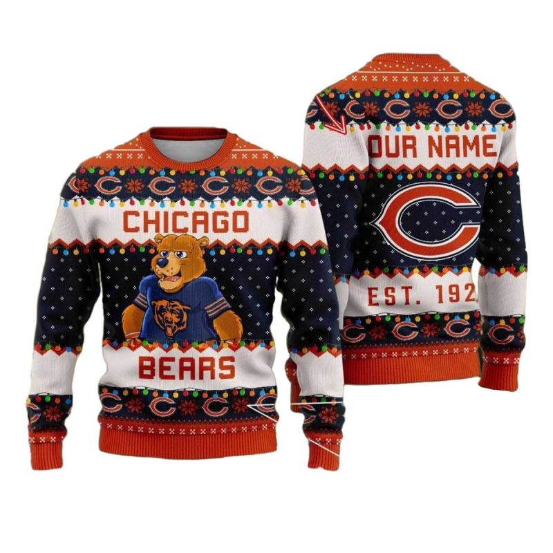 Personalized Chicago Bears Mascot Spirit Est 1920 Ugly Sweater 1