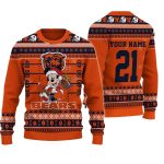 Personalized Chicago Bears Mickey Field Cheer Ugly Sweater