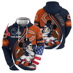 Personalized Chicago Bears Mickey Mouse Player AOP Hoodie