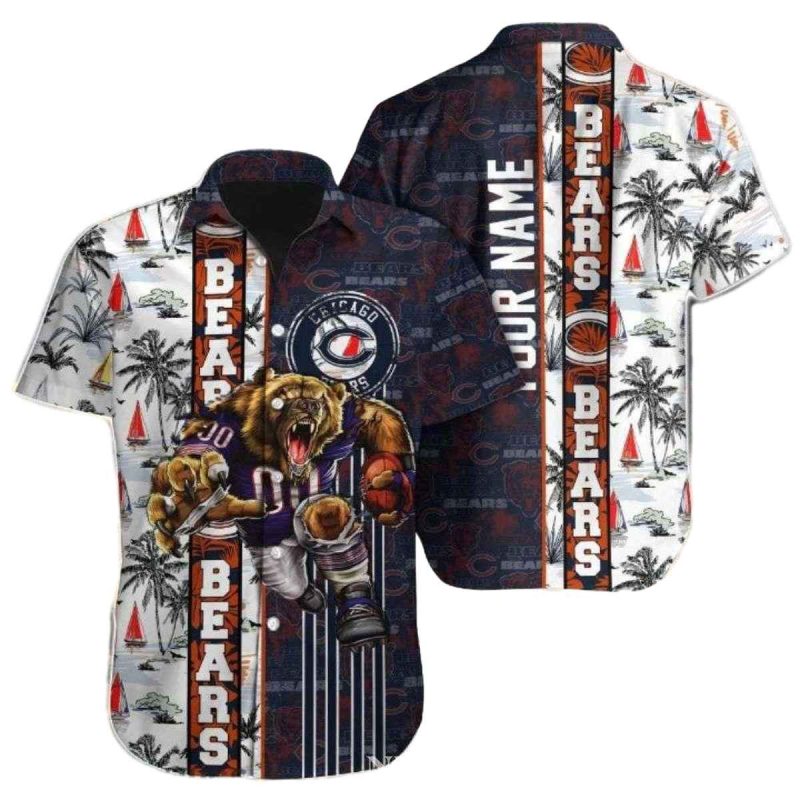 Personalized Chicago Bears Multi Logo And Mascot Hawaiian Shirt 1