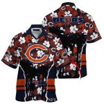 Personalized Chicago Bears Oceanic Floral Night Hawaiian Shirt