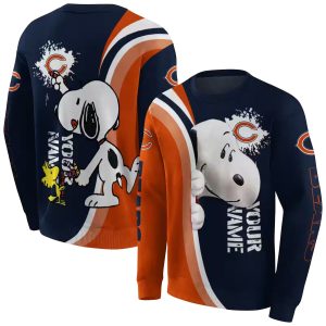 Personalized Chicago Bears Peeking Snoopy Blue Orange AOP Sweatshirt