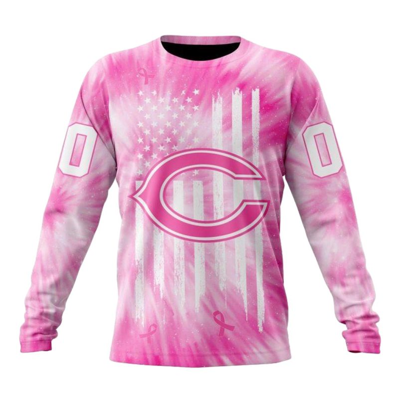 Personalized Chicago Bears Pink Tie Dye Aop Sweatshirt 1