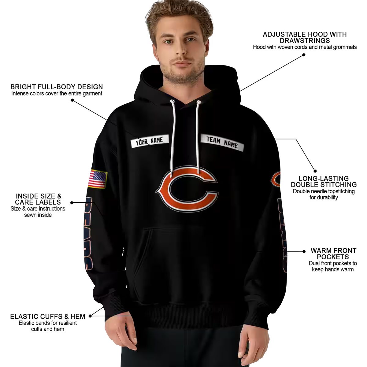 Personalized-Chicago-Bears-Punisher-Skull-Black-AOP-Hoodie-4